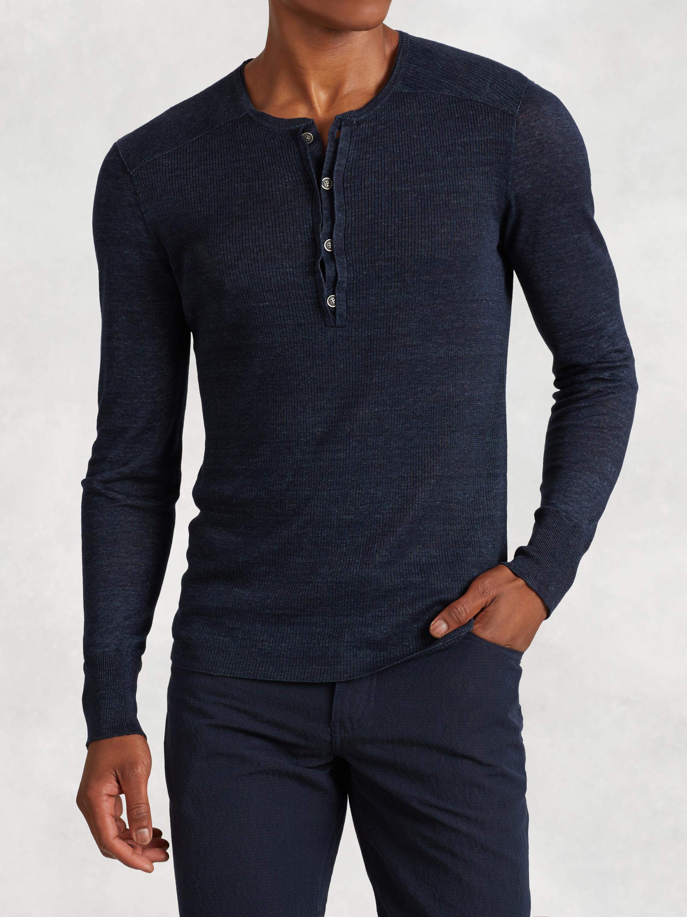 Details about   John Varvatos Star USA Men's Ocean Blue Modal Short Sleeve Henley Shirt